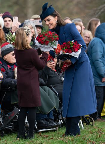 <p>Joe Giddens/PA Images via Getty </p> Mia Tindall and Kate Middleton on Christmas 2023