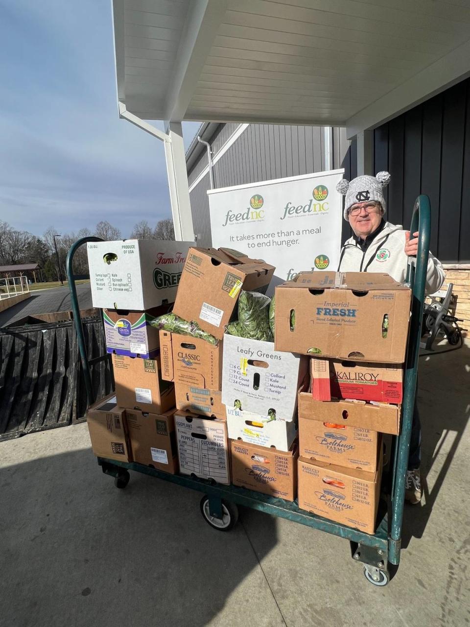 Brendan Kelly drops off food at FeedNC in Mooresville. Courtesy of Brendan Kelly