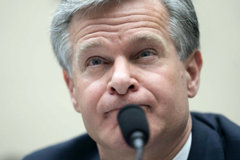 FBI Director Christopher Wray looks on during a House Judiciary Committee hearing on FBI oversight at the U.S. Capitol on July 12. Photo by Bonnie Cash/UPI