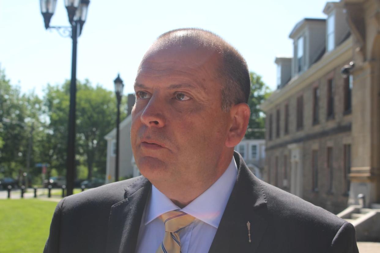 Chris Collins, a former Liberal MLA for Moncton Centre and seen here in this file photo, sued for breach of employment contract, breach of privacy and abuse of authority.  (Hadeel Ibrahim/CBC - image credit)