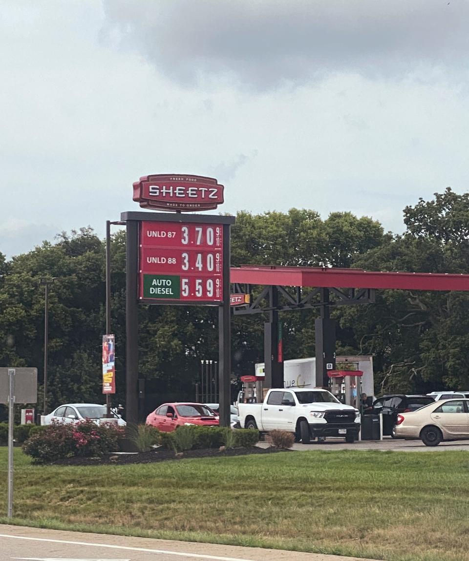 Unleaded 87 gas was $3.70 a gallon at the Sheetz store on Route 23 near Circleville on Monday.