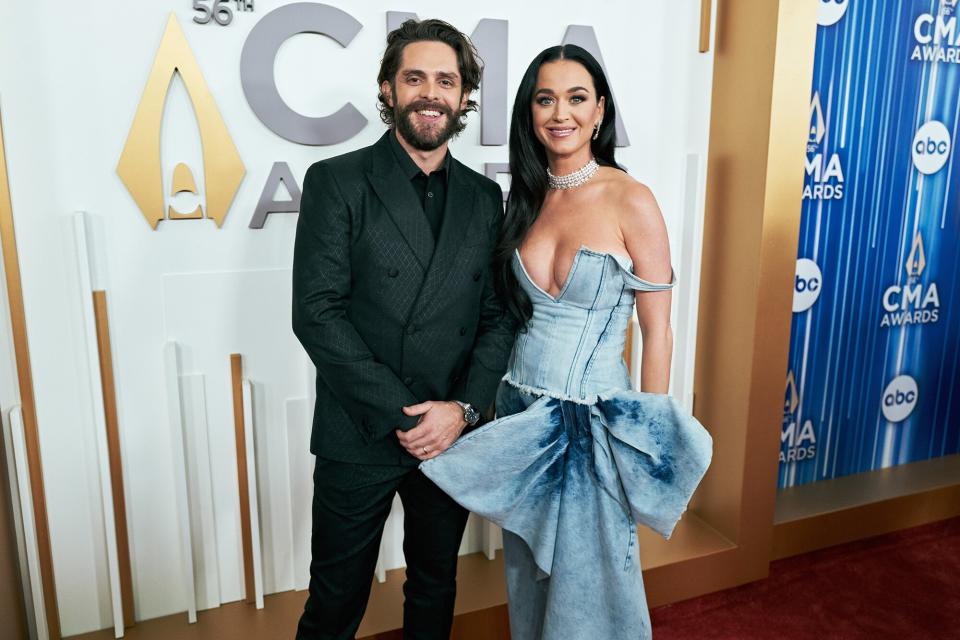 Thomas Rhett and Katy Perry attend the 56th Annual Country Music Association Awards at Bridgestone Arena on November 09, 2022 in Nashville, Tennessee.