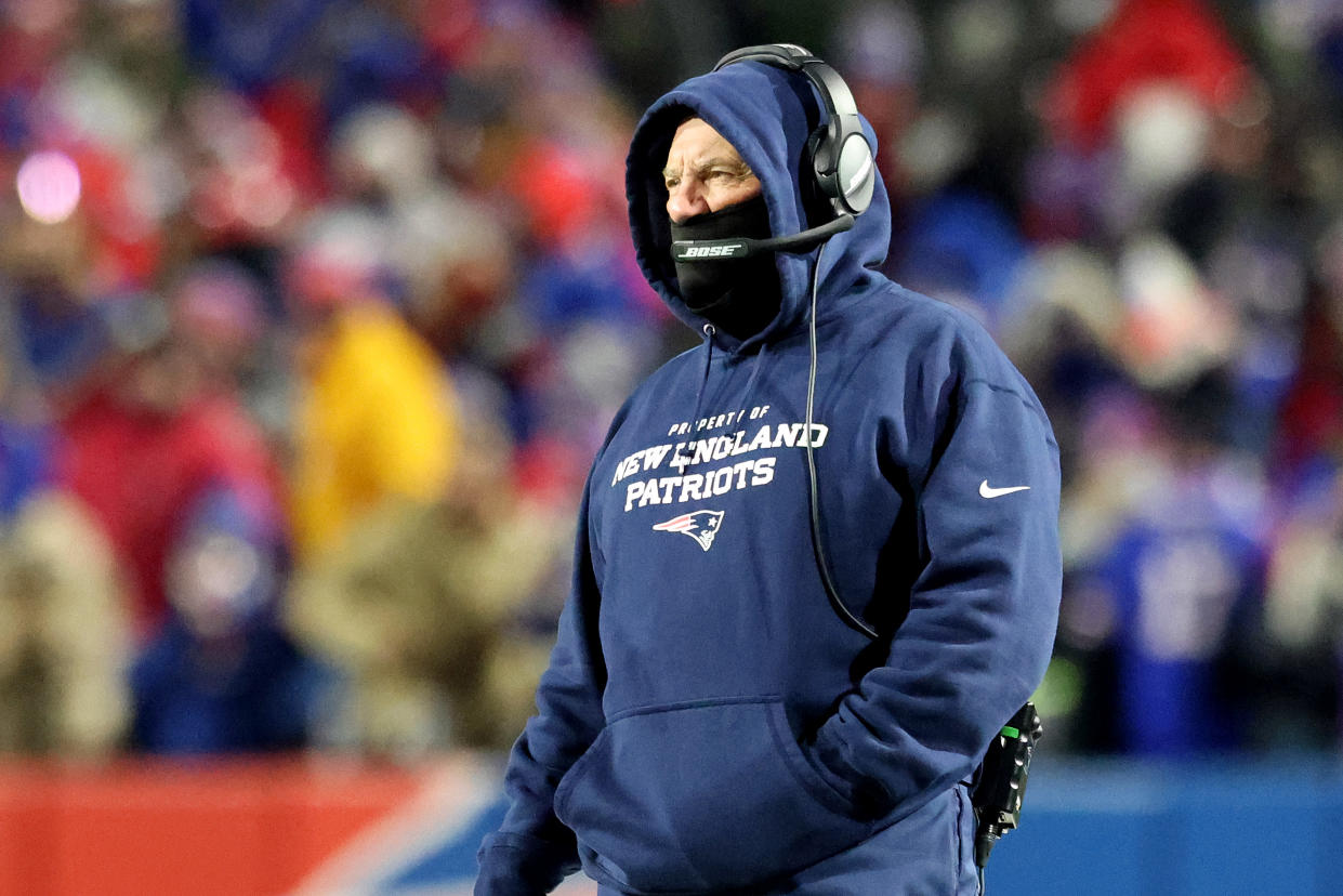 Bill Belichick was complimentary toward the Bills after they demoralized the Patriots in a 47-17 wild-card loss. (Photo by Bryan M. Bennett/Getty Images)