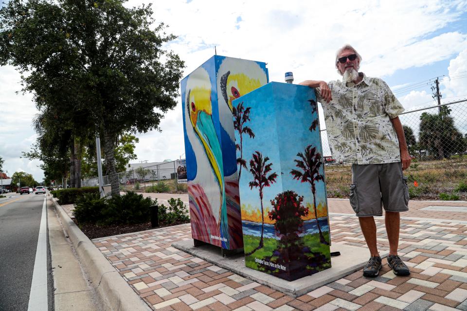 Cape Coral officials have hired a consultant to determine a strategic plan for growth that focuses on the economy and what the city needs to succeed mid-century. This file photo shows work of artists on utility boxes along Southeast 47th Terrace, brightening downtown.