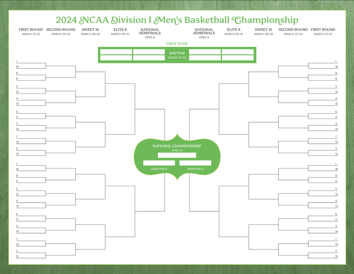 march madness printable bracket