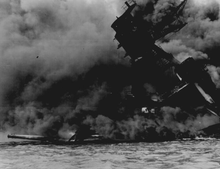 The USS Arizona burns after the Japanese attack on Pearl Harbor, December 7, 1941.    U.S. National Archives/via REUTERS   ATTENTION EDITORS - THIS IMAGE HAS BEEN SUPPLIED BY A THIRD PARTY