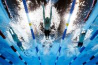 <p>After claiming to have been robbed at gunpoint at a gas station in Rio de Janeiro, Ryan Lochte, along with fellow American swimmers James Feigen, Gunnar Bentz and Jack Conger, were proven to have fabricated the story. According to Brazilian police, <a href="https://variety.com/2016/biz/news/ryan-lochte-robbed-lied-fabricated-story-1201840131/" rel="nofollow noopener" target="_blank" data-ylk="slk:the swimmers actually broke down the door of the gas station bathroom;elm:context_link;itc:0;sec:content-canvas" class="link ">the swimmers actually broke down the door of the gas station bathroom</a>, then attempted to flee the scene.</p>