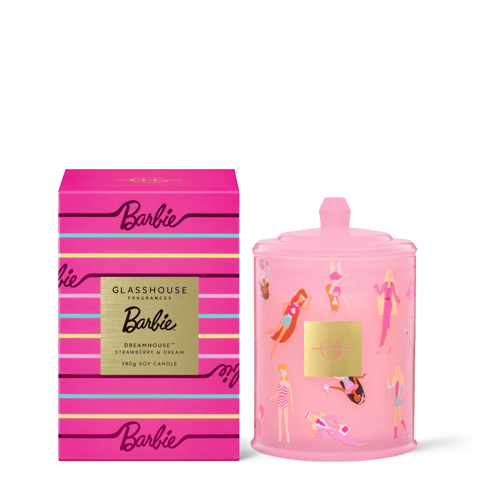 Glasshouse Fragrances	"Barbie™
 Dreamhouse™ Triple Scented Candle "