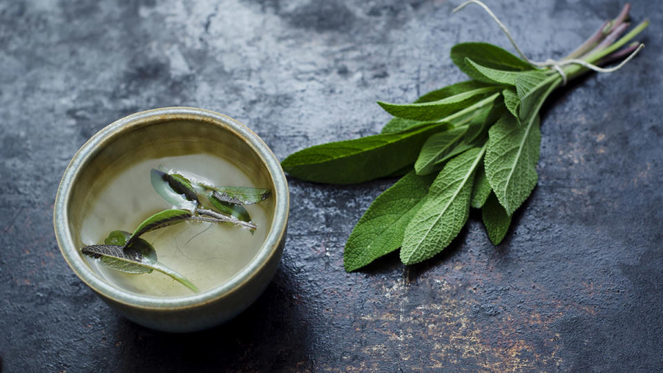 A bunch of the herb sage, which helps restore glow to dull skin
