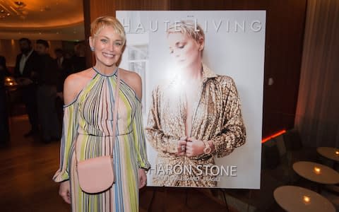 Sharon Stone, pictured in 2017, suffered from a thunderclap headache in 2001, and spent two years learning how to walk and talk again - Credit: Romain Maurice/Getty Images North America