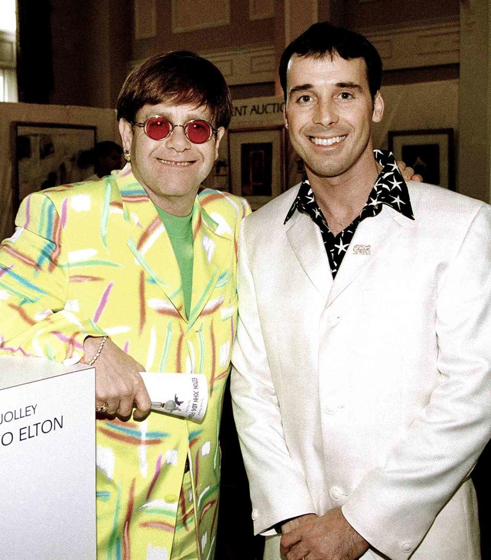 Elton John and David Furnish attend Elton John Aids Foundation event at The Georgian Terrace Hotel in Atlanta Georgia, May 29, 1996