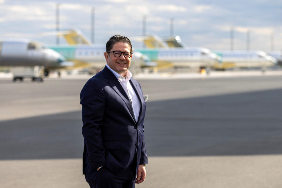 President and Chief Executive Officer of Bombardier, Eric Martel, poses for a photo as Canadian business jet maker Bombardier holds an investor day at their plant in Mississauga, Ontario, Canada May 1, 2024.  REUTERS/Carlos Osorio