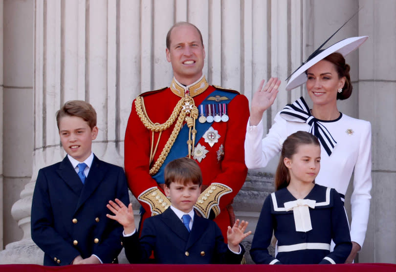 威廉王子（Prince William）、凱特王妃（Catherine Princess of Wales）夫婦與其子女。（圖／達志／路透社）