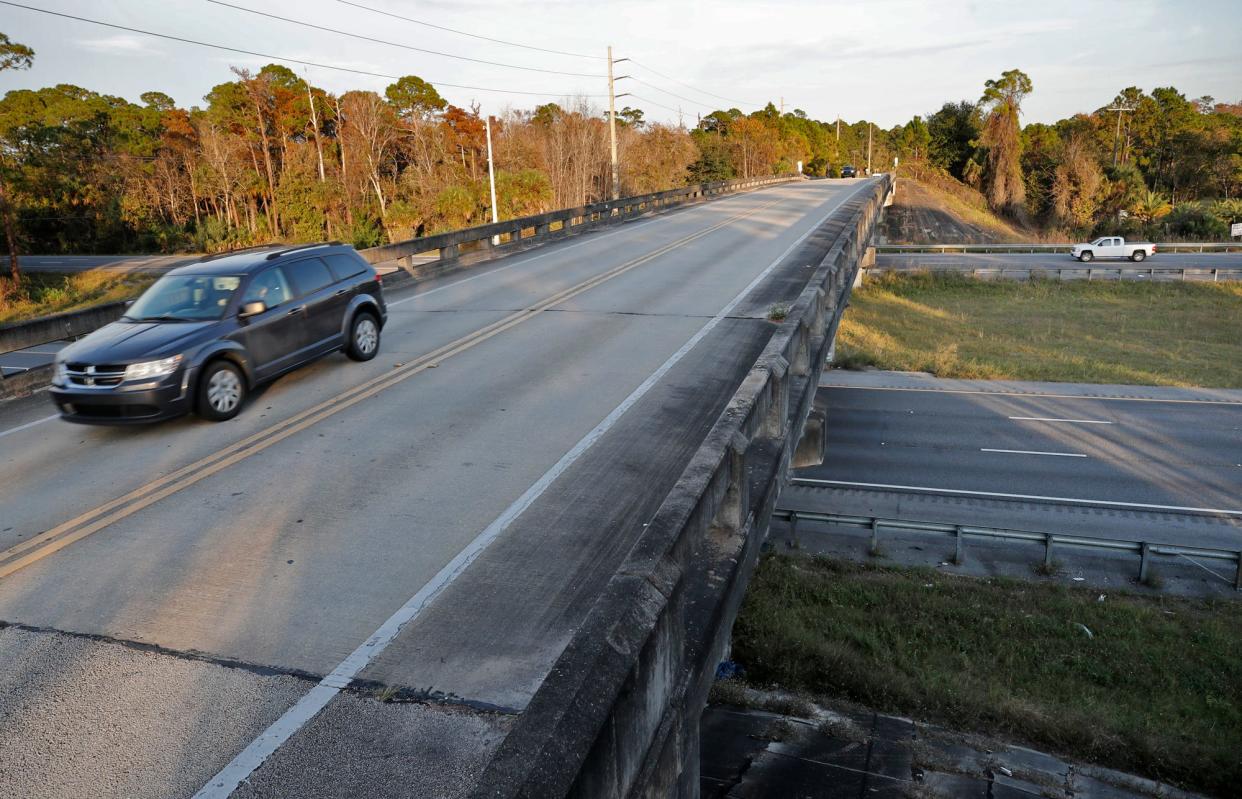 A vehicle travels over Interstate 95 on Pioneer Trail, a road that serves as the border between Port Orange and New Smyrna Beach. The state Department of Transportation is planning to begin construction later this year on a new interchange there after many years of debate.