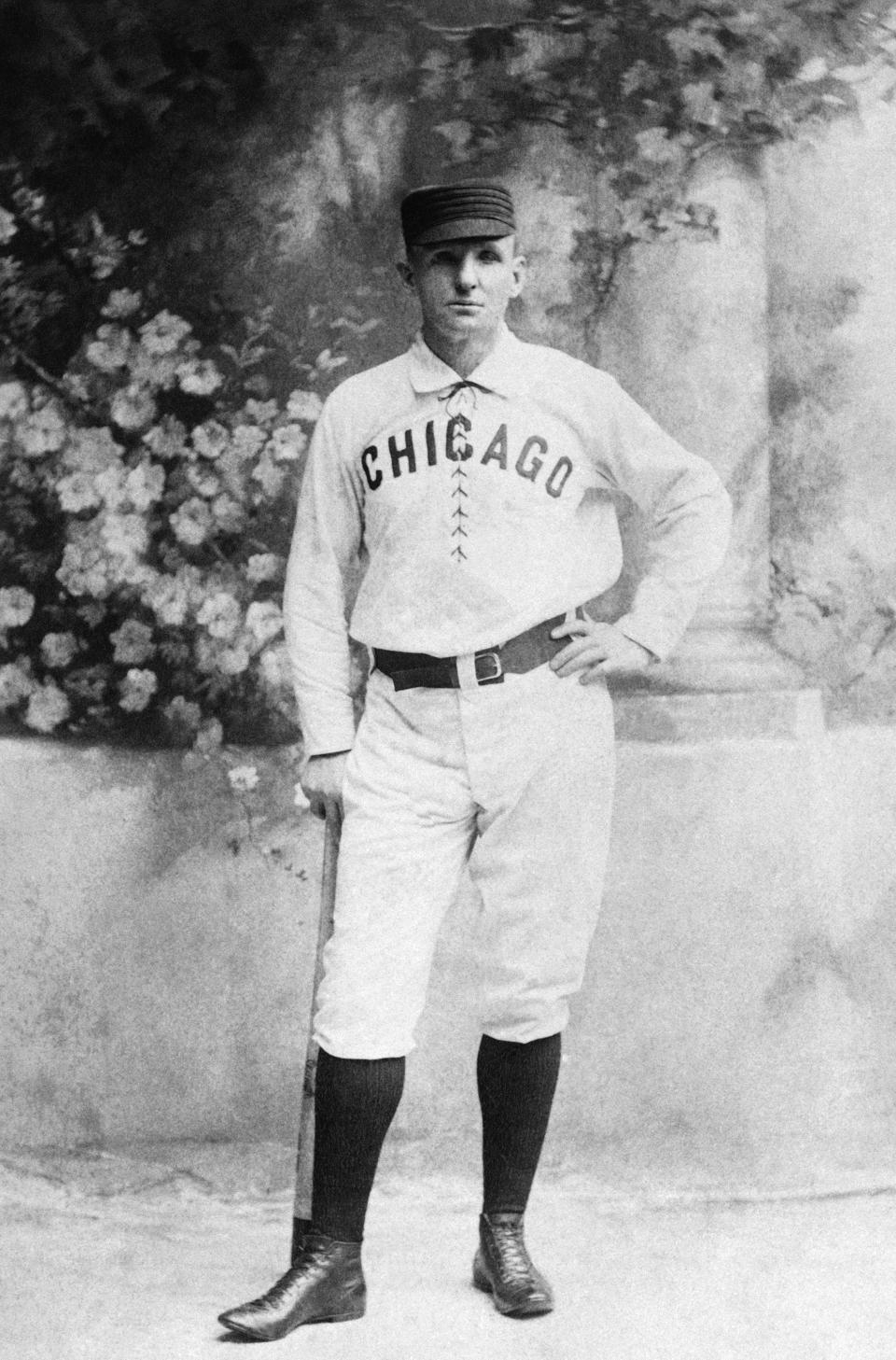 FILE - This is a circa 1876 file photo showing Chicago White Stockings baseball player Adrian "Cap" Anson. Anson played 27 big-league seasons. (AP Photo)