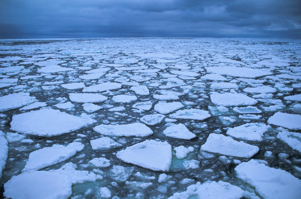 Floating drifting ice floe forming around the Antarctic continent. (Photo: Philippe Bourseiller/Getty Images)