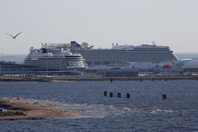 FILE PHOTO: The Norwegian Breakaway cruise ship is seen at Marine Facade passenger port in St. Petersburg