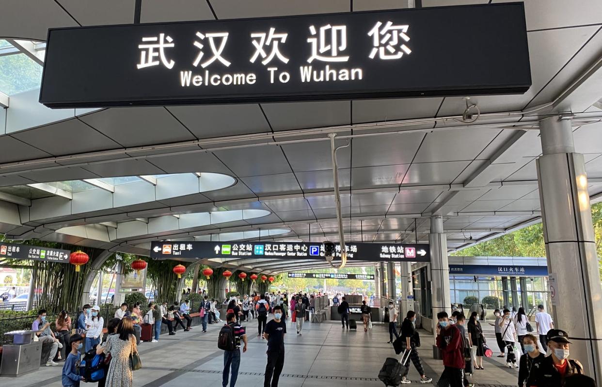 <span class="caption">One of the Wuhan train stations in fall 2020. The city reopened in April 2020 after a total shutdown.</span> <span class="attribution"><span class="source">Liu Yan</span>, <a class="link " href="http://creativecommons.org/licenses/by-sa/4.0/" rel="nofollow noopener" target="_blank" data-ylk="slk:CC BY-SA;elm:context_link;itc:0;sec:content-canvas">CC BY-SA</a></span>