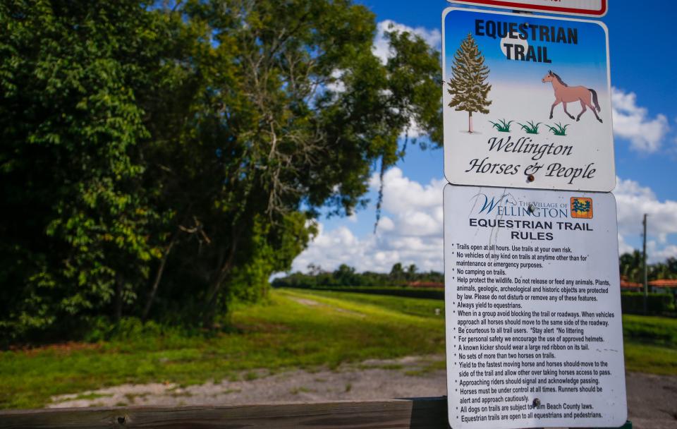 A wooded section of the Wellington Equestrian Preserve north of 40th Street South is seen on Tuesday, September 20, 2022, in Wellington, FL. Ten years after Wellington halted developer Mark Bellisimo's plan to build a hotel on the town's equestrian preserve, he has returned to propose an expanded version of "Equestrian Village," on the protected land.