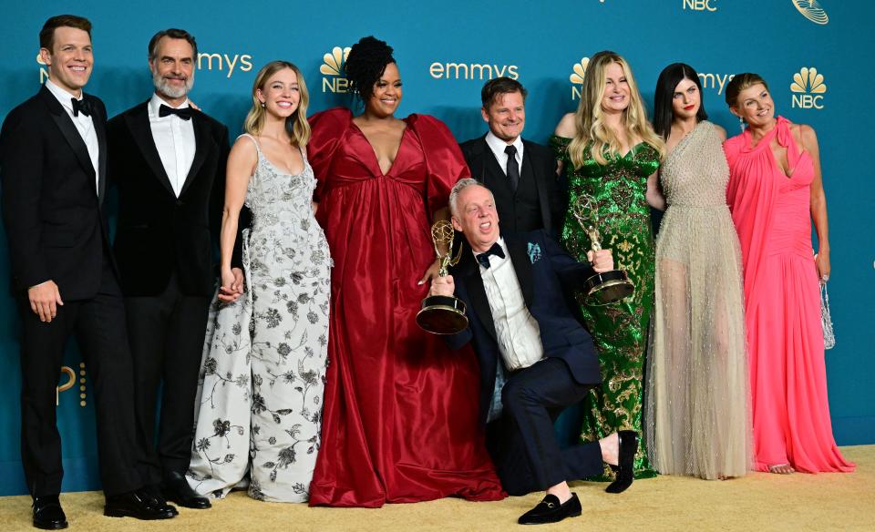 ‘The White Lotus’ team backstage Monday - Credit: Getty Images