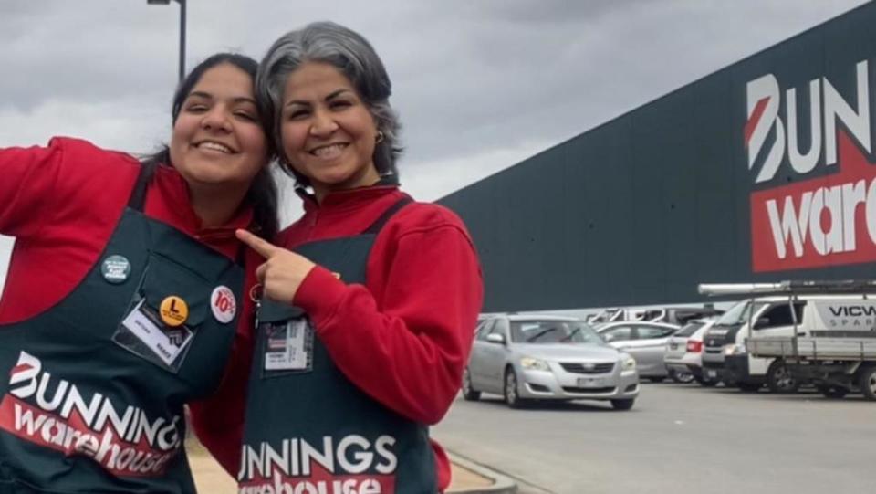 Atena Kashani and her mother Fatemeh Kashani (right) are pictured working at Bunnings in an Instagram post on Atena's account. Picture: Instagram