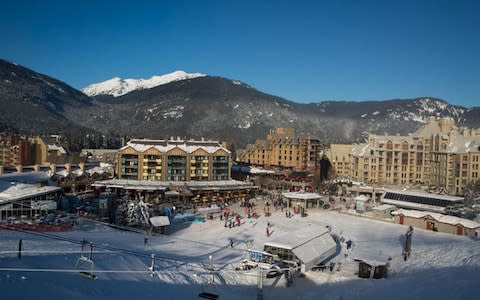 Skiers plaza in Whistler, British Columbia - Credit: Justa Jeskova