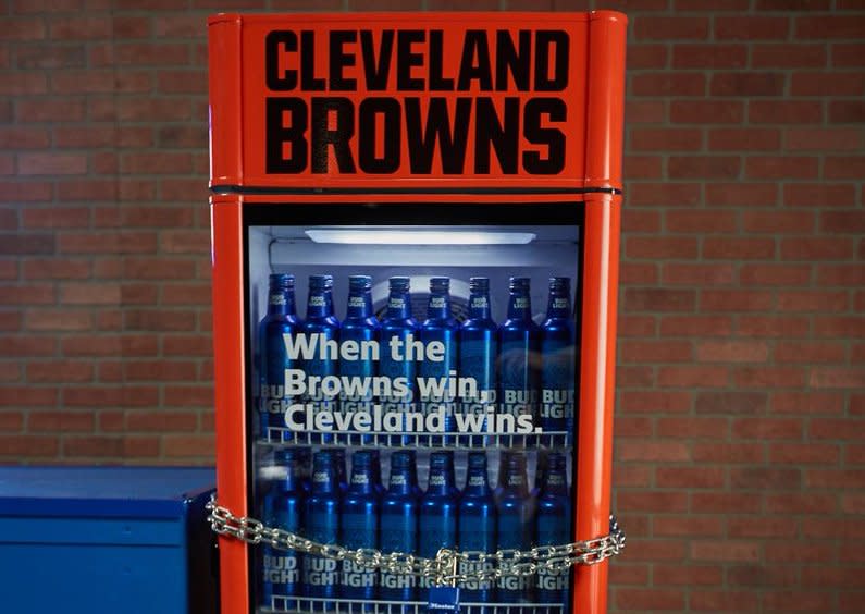 Bud Light is installing beer-filled victory fridges around Cleveland, and they’ll open the moment the Browns win a game. (Twitter/@Browns)