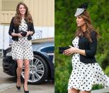 <p>This playful polka dotted (and bump friendly) dress has been worn by Kate multiple times, but most notably in April and May 2013, during her first pregnancy. </p>