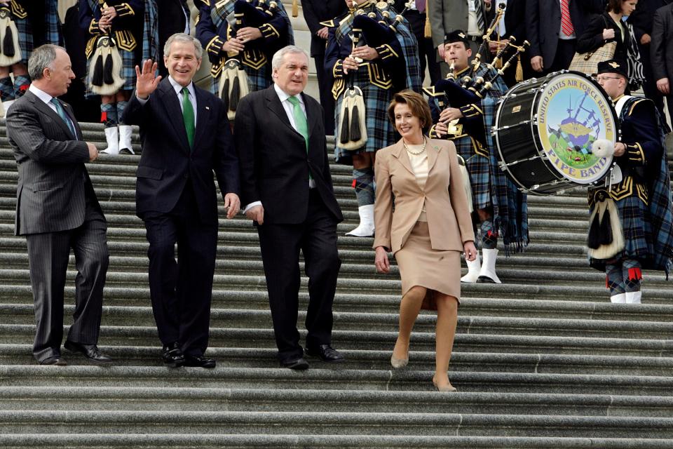 President George W Bush and first lady Laura Bush on St. Patrick's Day in 2007.