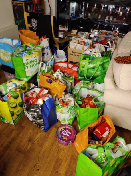 The support group has collected 1,250kg of food (Mark Critchley/The Independent)