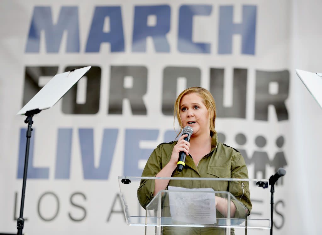 ctor/comedian Amy Schumer speaks at March For Our Lives Los Angeles