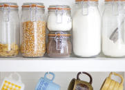 <body> <p>Those boxes of pasta, rice, and dried goods in the cabinet may hold the makings of home-cooked comfort food, but they can also make already crowded shelves too cramped for comfort. Transfer their contents into space-smart <a rel="nofollow noopener" href=" http://www.bobvila.com/articles/5-things-to-do-with-mason-jars/#.V-VDfpMrKRs?bv=yahoo" target="_blank" data-ylk="slk:glass jars;elm:context_link;itc:0;sec:content-canvas" class="link ">glass jars</a> to bring visual order to a pantry cabinet. </p> <p><strong>Related: <a rel="nofollow noopener" href=" http://www.bobvila.com/slideshow/storage-sanity-15-ways-to-make-your-pantry-perfect-47165#.V-VASJMrKRs?bv=yahoo" target="_blank" data-ylk="slk:Storage Sanity: 15 Ways to Make Your Pantry Perfect;elm:context_link;itc:0;sec:content-canvas" class="link ">Storage Sanity: 15 Ways to Make Your Pantry Perfect</a> </strong> </p> </body>
