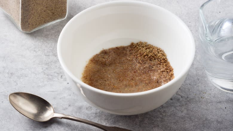 bowl of ground flax and water