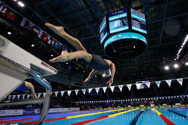 Katinka Hosszu of Hungary competes in the 200m Individual Medley final during the 13th FINA Short Course World Swimming Championships, in Windsor Ontario, Canada, on December 10, 2016