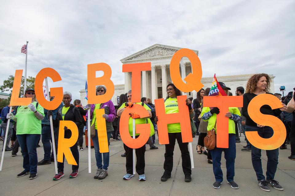 Supporters of LGBTQ rights on Oct. 8, 2019, in Washington, D.C.