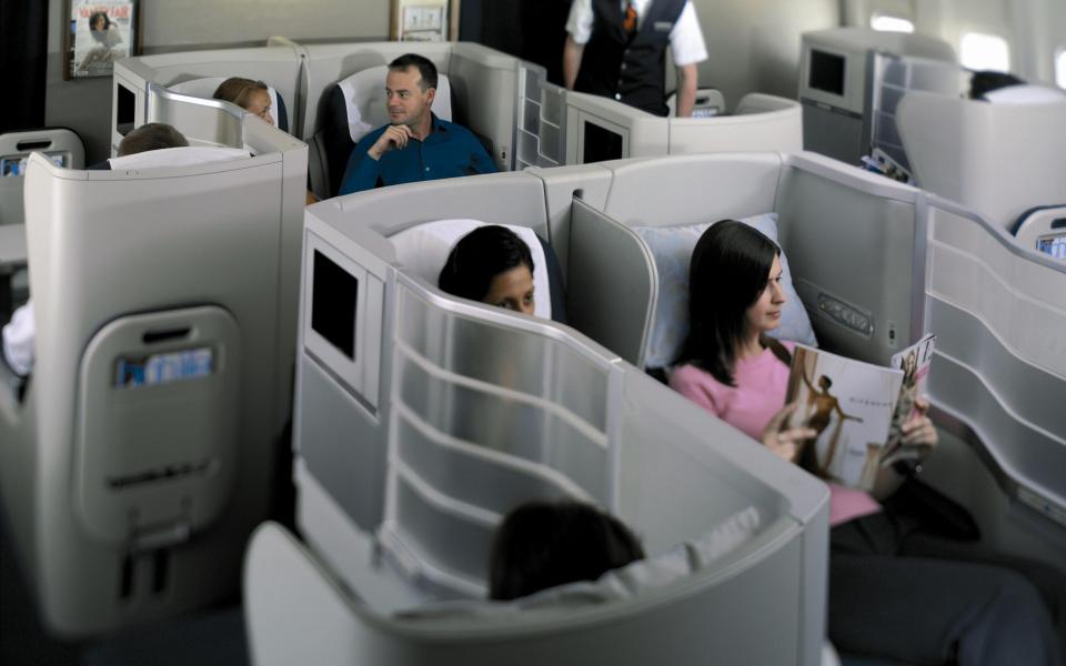 Rear-facing seats on a passenger plane