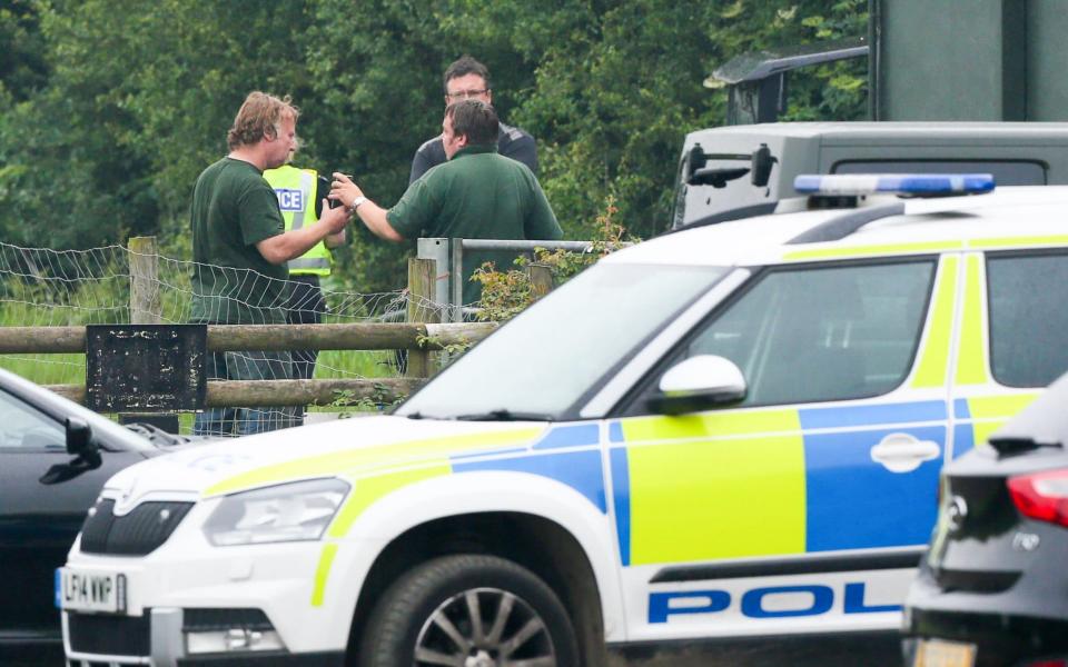 Police at Hamerton Zoo in Cambridgeshire after the death of a keeper - Credit: Bav Media/Terry Harris