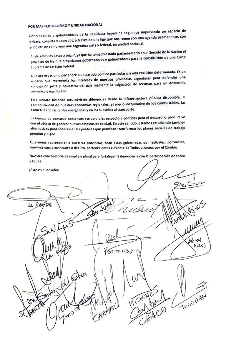 El último documento de los gobernadores del PJ, en el que hablan de "transformar los planes sociales"