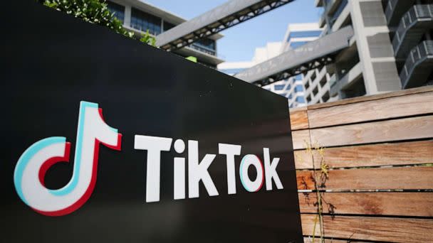 PHOTO: The TikTok logo is displayed outside a TikTok office on Aug. 27, 2020 in Culver City, Calif. (Mario Tama/Getty Images, FILE)