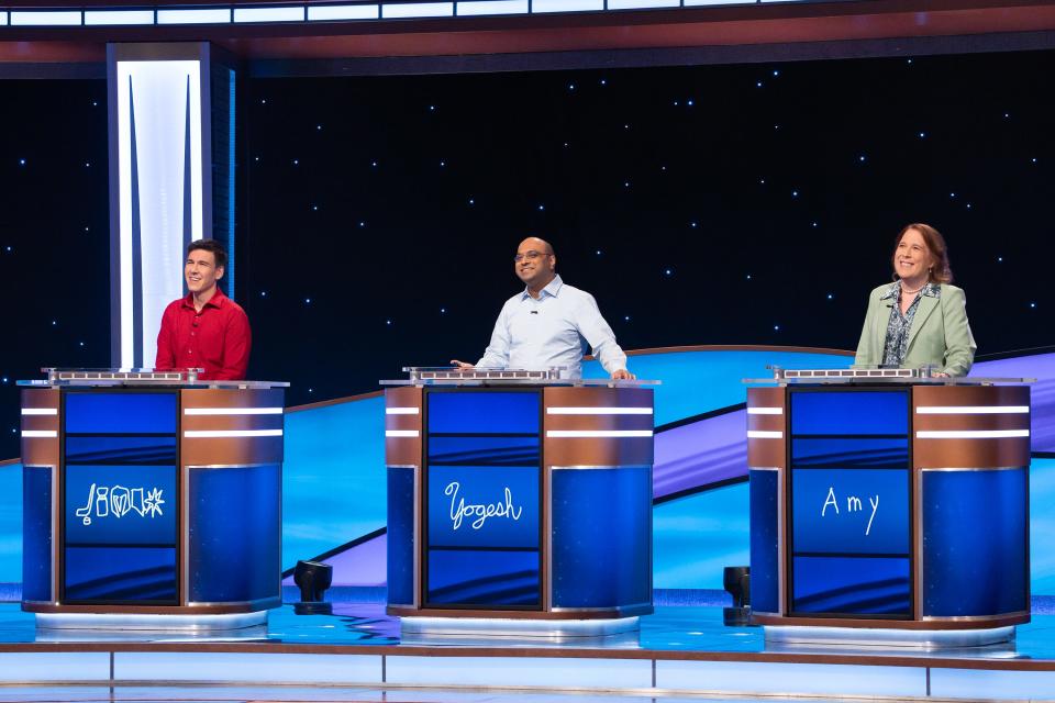 In Game 2 of the "Jeopardy! Masters" premiere, reigning champ James Holzhauer faces Yogesh Raut and Amy Schneider.