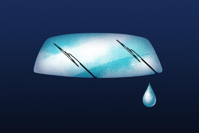 Illustration of a car showing just the windshield and a single teardrop