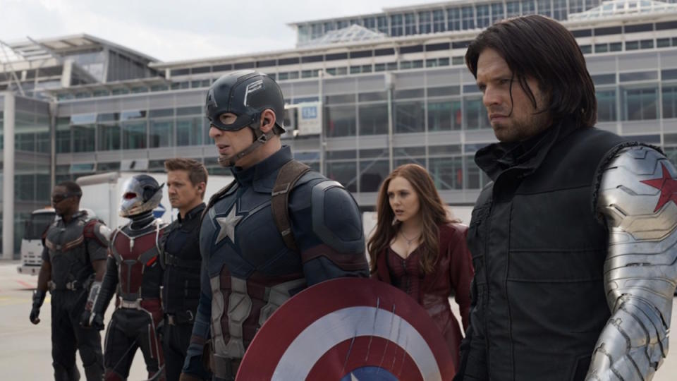<p> While the superhero-versus-superhero conflict of Captain America: Civil War isn’t on the same scale as it was in the comics, the battle between heroes is a hell of a sight to behold in the Russo Brothers’ 2016 blockbuster. While Thor and Hulk are MIA, the battle still includes Marvel heroes few expected when the film was announced two years earlier, like Ant-Man, Vision, and Spider-Man. (Chadwick Boseman was announced to portray Black Panther when Civil War was first unveiled by Kevin Feige.) That the airport set piece happens organically in the plot is also impressive, proof that Marvel was and arguably still isn’t careless in its storytelling. </p>