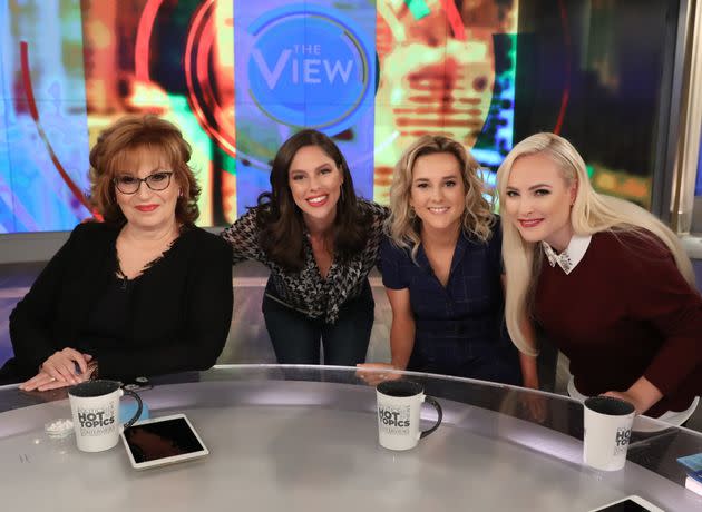 Joy Behar and Meghan McCain pictured with guests after a 2018 episode of “The View.” (Photo: Heidi Gutman via Getty Images)