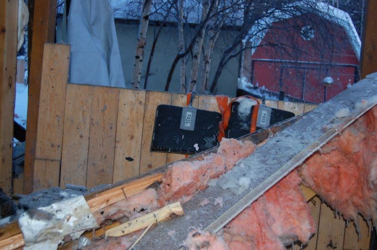 A pair of propane heaters at Dagenais Drive which the fire investigation report notes were not installed.