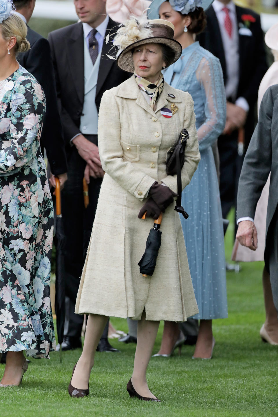 The Queen's only daughter, Princess Anne looked austere in this trench dress. Photo: Getty