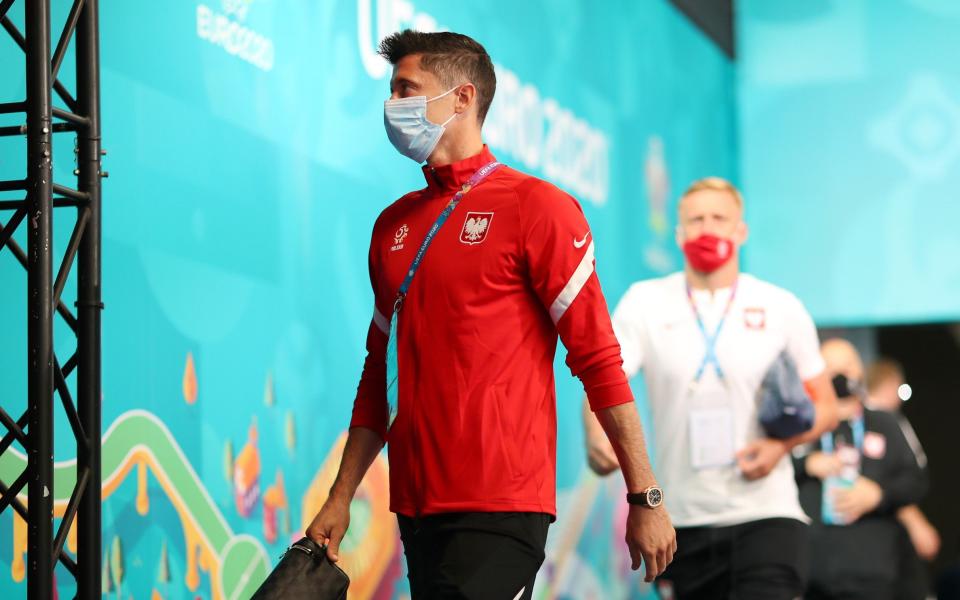 Robert Lewandowski arrives at the stadium - GETTY IMAGES