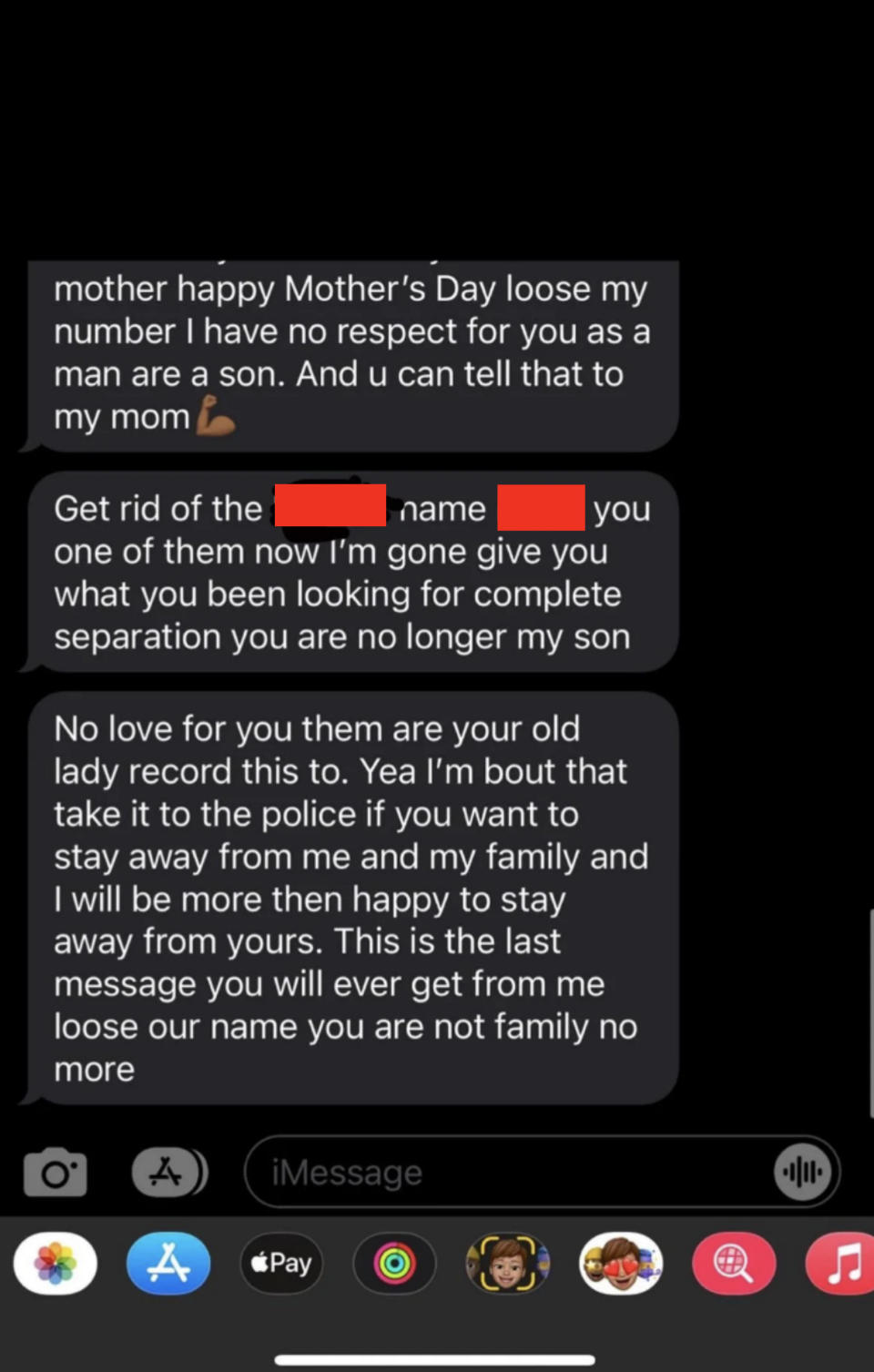 Dad disowning kid because they didn't wish their mom a happy Mother's Day