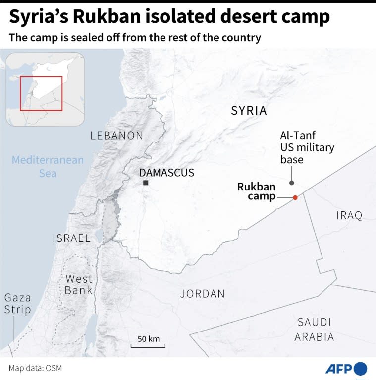 The Rukban camp in Syria is close to the closed borders with Jordan and Iraq as well as a US military base