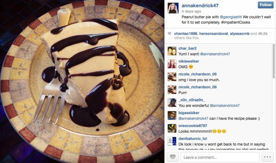 Hey Anna Kendrick, can you cut us a slice of that peanut butter pie?