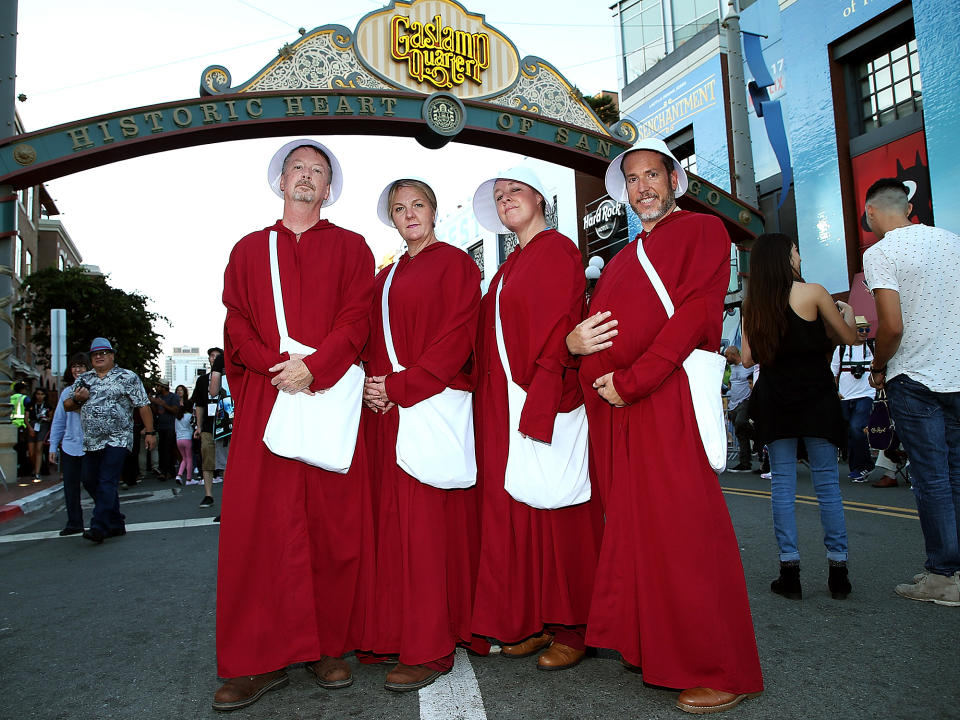 <p>Cosplayers dressed as Handmaids at Comic-Con International on July 20, 2018, in San Diego. (Photo: Phillip Faraone/Getty Images) </p>